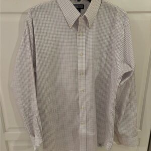 Lands End Men's White Checkered Shirt - Size 16. 35